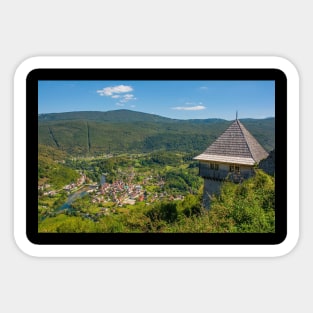 Kulen Vakuf Viewed from Ostrovica Castle, Bosnia Sticker